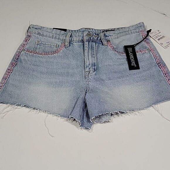 Blanknyc The Barrow Vintage High Rise Denim Short PINK Crochet Stitches SZ 26 B4 - Picture 1 of 12